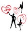 Gymnast Girl with Love Ribbon Silhouettes