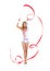 Gymnast with ribbon poses isolated
