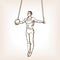 Gymnast on rings sketch style vector illustration