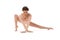 Gymnast stretching on the floor at studio, cutout