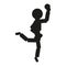 Gymnast woman ball sign illustration. Vector. Black icon on white background