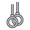 Gymnastic rings line icon, athletics and sport