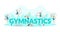 Gymnastics Banner Template, Flexible Professional Female Gymnasts Exercising with Ribbons, Balls and Hoops Vector