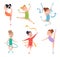 Gymnastics kids. Active style little sport people acrobatic performance exact vector cartoon characters