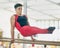 Gymnastics, man and stretching for training, routine and exercise for performance, healthy lifestyle and fitness