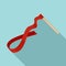 Gymnastics ribbon stick icon, flat style