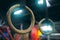 Gymnastics ring, training and equipment in an empty gym for olympics preparation closeup from below. Exercise, health