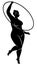Gymnastics Silhouette of a girl with a hoop. The woman is overweight, a large body. The girl is a full figure. Vector illustration