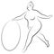 Gymnastics Silhouette of a girl with a hoop. The woman is overweight, a large body. The girl is a full figure. Vector illustration