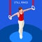 Gymnastics Still Rings Olympic Icon Set.3D Isometric Gymnast.Sporting Championship International Competition.