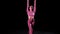 Gymnastics - young plastic woman walks forwards and doing wheel in the black studio