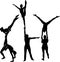 Gymnasts acrobats vector black silhouette