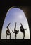 Gymnasts outdoor silhoutte