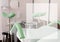 Gynecological chair. Green color. Banner with place for text