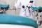 Gynecological room gynecologist chair equipment doctor female hands lens microscope optics