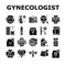 gynecologist doctor woman patient icons set vector