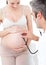 Gynecologist examining a pregnant woman