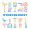 Gynecologist Treatment Collection Icons Set Vector Illustration