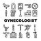 Gynecologist Treatment Collection Icons Set Vector Illustration