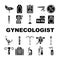 Gynecologist Treatment Collection Icons Set Vector Illustration
