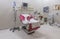 Gynecology in the clinic gynecology room, interior of the genicology clinic. Maternity chair in the surgical obstetric ward. Chair