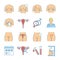 Gynecology color icons set