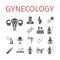 Gynecology. Flat icons set. Vector signs for web graphics.