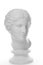 Gypsum copy of ancient statue Venus head isolated on white background. Plaster sculpture woman face.