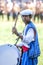 A gypsy drummer beats his drum at the Kirkpinar Turkish Oil Wrestling Festival in Edirne in Turkey.