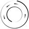 Gyrate, rotating segmented lines circular element