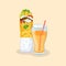 Gyros and fresh orange juice - cute cartoon colored picture. Graphic design elements for menu, poster, ad, brochure. Vector
