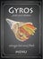 Gyros menu on chalkboard background, vector, illustration. fFreehand.
