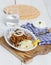 Gyros with Tzatziki Coleslaw olives and feta cheese