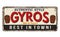 Gyros vintage rusty metal sign