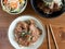 Gyudon and Buta Don: Japanese beef or pork and rice bowls with salad