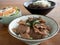 Gyudon and Buta Don: Japanese beef or pork and rice bowls with salad