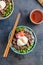 Gyudon japan cuisine beef and rice bowl top view