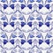 Gzhel seamless pattern. Seamless background of blue flowers and plants. Chinese or Russian porcelain painting.