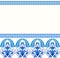 Gzhel style border pattern. Blue porcelain russian