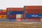 GÄ…dki near Poznan, Poland - March 6th 2022: Cargo container transshipment. Intermodal transport