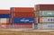 GÄ…dki near Poznan, Poland - March 6th 2022: Cargo container transshipment. Intermodal transport