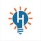 H bulb logo vector design graphic template