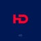H and D letters. H, D red monogram. Web, user interface icon.