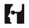 H h Logo logotype - English font upper case letter - human faces of cyborg robots, for computer theme, science etc