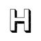 H letter hand-drawn symbol. Vector illustration of a big English letter H. Hand-drawn black and white Roman alphabet letter H