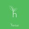 H Monogram with Leaves. H Logo. Herbal Logo for Spa, Cosmetics or Organic Product.