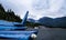 An H125 helicopter at the Green Lake heliport in Whistler, BC