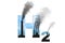 H2 text, factory large chimneys - pollution concept on white bg, isolated - industrial 3D rendering