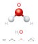 H2O Water molecule model and chemical formula