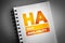 HA - High Availability acronym on notepad, technology concept background